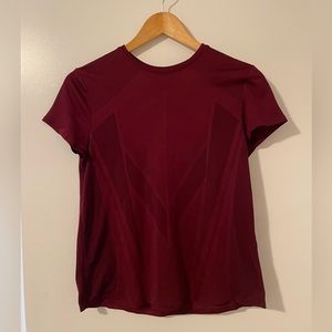 Red workout top.